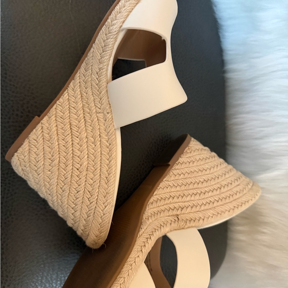 Steven By Steve Madden Cream Wedge Sandals